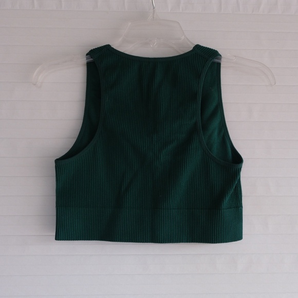 Garage Green Ribbed Crop Top - Picture 3 of 4